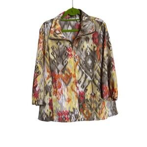 Chicos Zenergy Jacket Womens Size 2 Large Multicolor Geometric Full Zip Casual